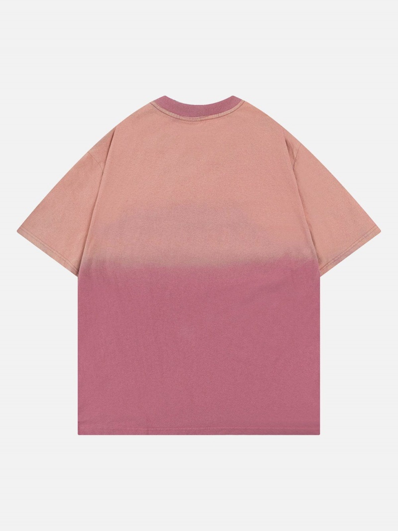 Rose  T Shirts Aelfric Eden Letter Print Gradient Washed Tee - GNM-9710233